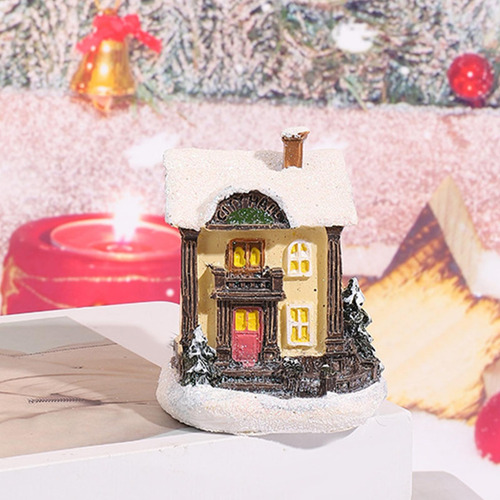 4 Uds Estilo Retro Escena De Navidad Casa Led Miniatura