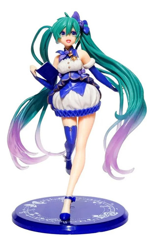 Figura Miku Hatsune Estrella Pop Vestido Azul Vocaloid Pvc A