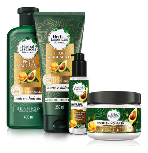 Kit Herbal Essences Rutina Completa, Pequi y Aguacate, Nutre y Hidrata el Cabello