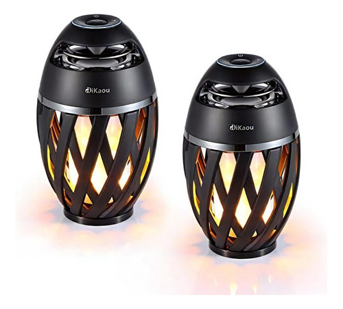 Dikaou Altavoz Led De Llama, Altavoces Bluetooth De Atmósfer Color Negro Black-2pcs 110v