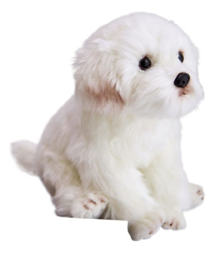 1 Pc Cachorro Maltés Blanco Peluche Lindo Perro De Peluche S