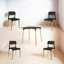 Comprar Juego De Comedor Mesa Eames 80x80 + 4 Sillas Milán Color Negro Diseño De La Tela De Las Sillas Negro