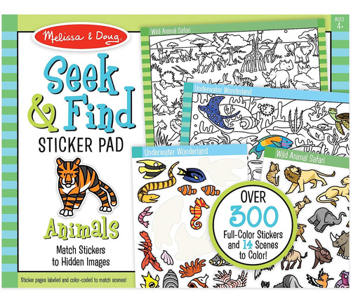 Melissa Doug Seek And Find Bloc De Pegatinas, Animales (má