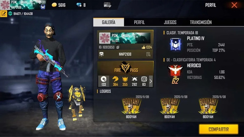 Subo Cuentas A Heroico En Free Fire En De Clasificatoria Mercado Libre