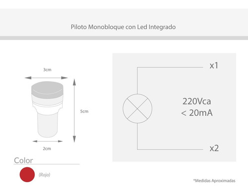 Imagen 3 de 7 de Luz Piloto Led Ojo De Buey Rojo Baw