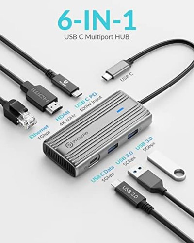 Phixero Hub Usb C: Adaptador Multipuerto Estación Versátil