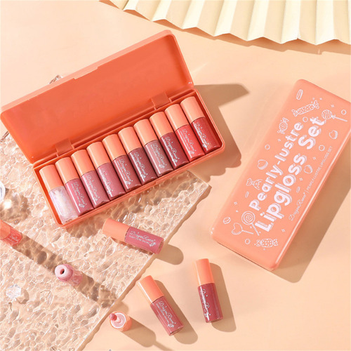 Caja De Regalo Lipgloss, Mate, Antiadherente, Esmaltada Dura