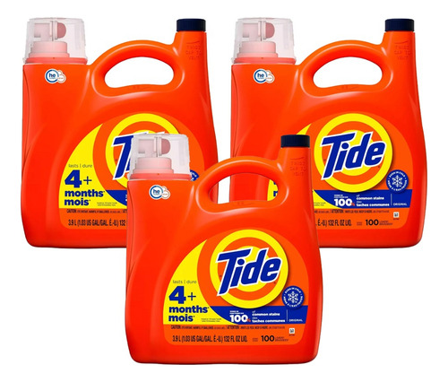 Tide Original Detergente Liquido Concentrado 3 X 3,9 L