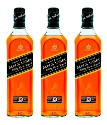 Whisky Johnnie Walker Black Label 12 Años 750ml (3 Botellas)