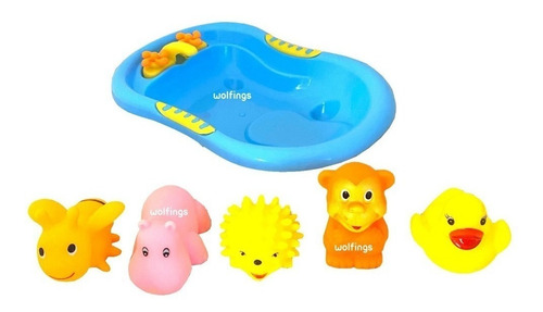 Juego Baño Pelotas Sensoriales Animales Chifle Bañadera Bebe