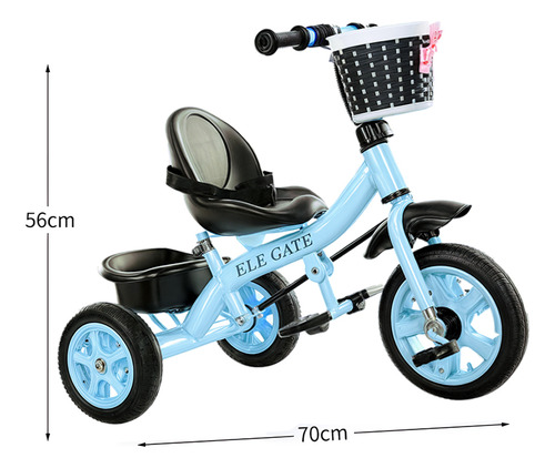 Triciclo Para Bebe Con Cajuela Y Barra Empuje Ajustable Color Azul