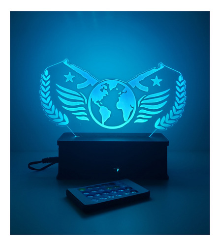 Counter Strike, Game, Csgo, Luminária Led, 16 Cores+controle Cúpula 16 Cores Estrutura Preto