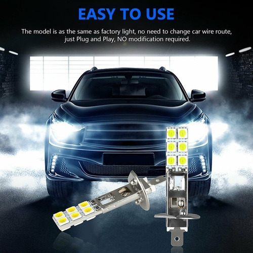 2 Unids H1 Led 12v 6000k Blanco 55w Led Lámpara De
