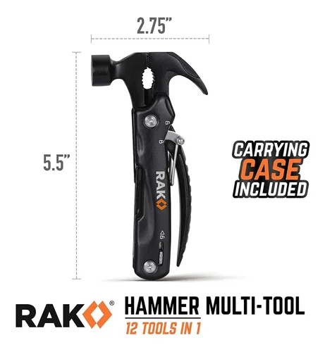 Martillo De Mano Multiherramienta 12 En 1 | Negro / Rak