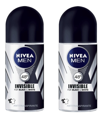 Desodorante Nivea En Rollon Black & White For Men X 2