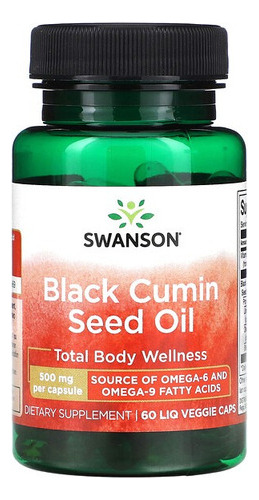 Aceite de semillas de comino negro Swanson, aceite Cominho, 500 mg, 60 cápsulas, sabor neutro