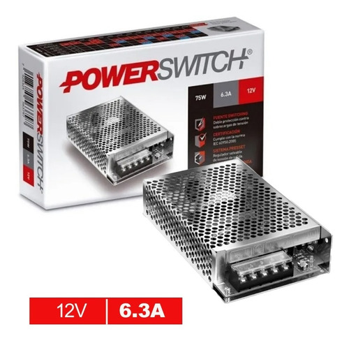 Fuente Alimentación 75w 12v 6a  Switching Metálica Perforada