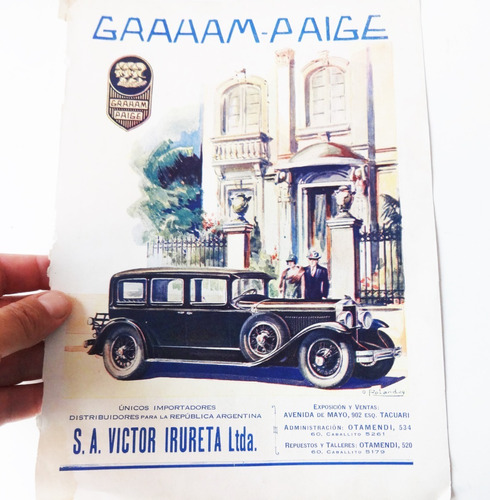 Publicidad Graham Paige Antiguo 1929 Irueta Auto
