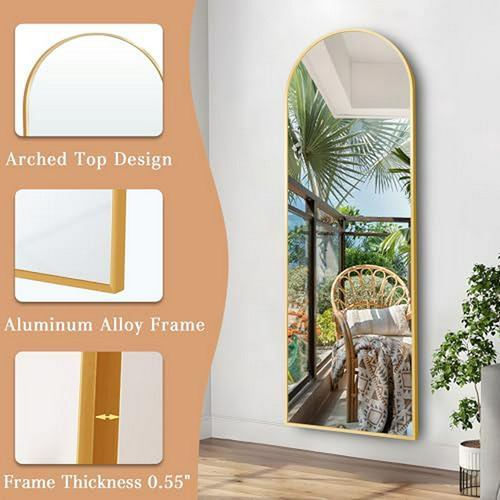 Espejo De Cuerpo Completo Arco 57 X20 Dorado Para Dormitori