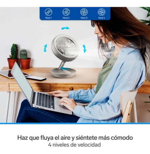 Ventilador Plegable Recargable Bl Blanco Blanco