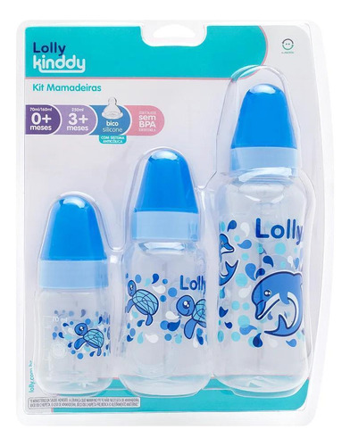 Kit 3 Mamadeiras Bebê Menina Anticólica Azul Ocean