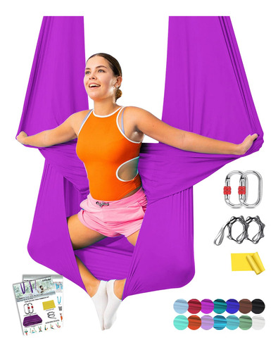 Kit De Hamaca De Yoga Aerea De 5.5 Yardas, Sedas Aereas, Col