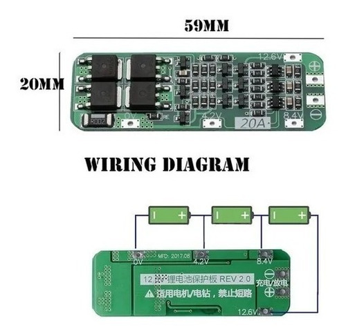 Imagen 3 de 5 de Modulo Protección Para 3 Li-ion 18650 Bms 3 Celdas