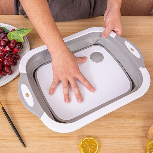 Tabla De Cortar Plegable, Escurridor, Lavabo, Cesta Gris S