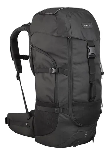 Mochila viaje Trekking 50L color negro diseño liso 50L