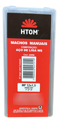 Jogo Macho Manual Mf12 X 1,5mm Aço Liga Ws 3pc Htom Com Nf