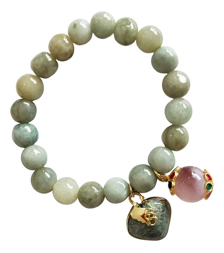 Pulsera De Jade Verde Natural Con Corazón Verde Jade Y Ojo N