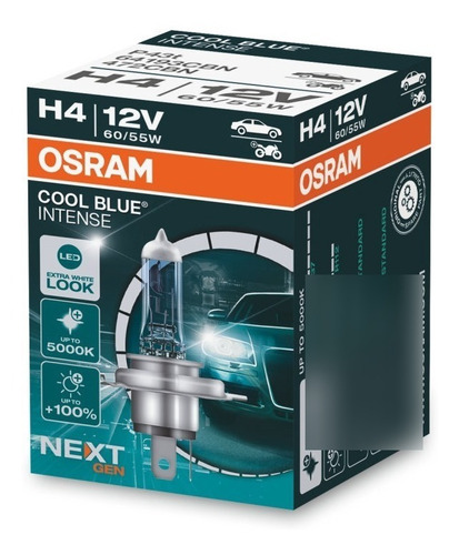 Imagen 2 de 10 de Lámparas H4 Osram Cool Blue Intense 5000k Alta Baja Junta X2