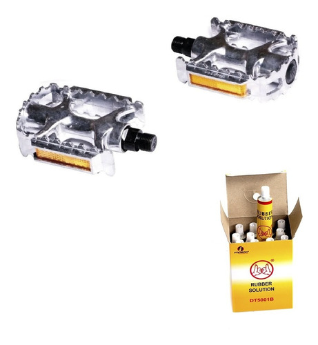 Imagen 1 de 4 de Paquete De Pedales Aluminio 9/16 Con Parches De Cemento 12pz