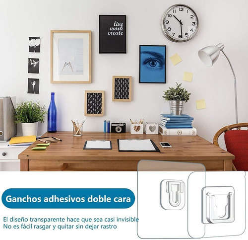 Imagen 5 de 10 de Soporte Gancho Colgador Adhesivo Pared Cuadro Resistente Ax®