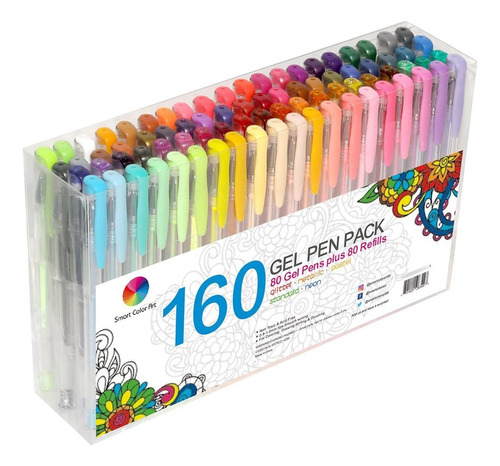 Smart Color Art, Juego Plumas Gel 160 Colores, 80 Bolígrafos