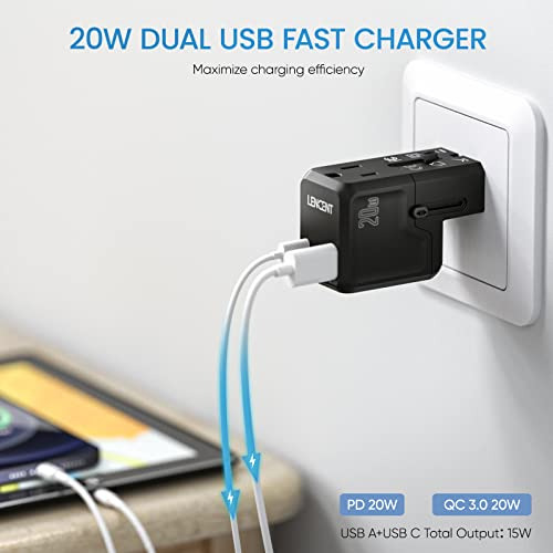 Adaptador De Corriente Para Viajes Internacionales, Lencent