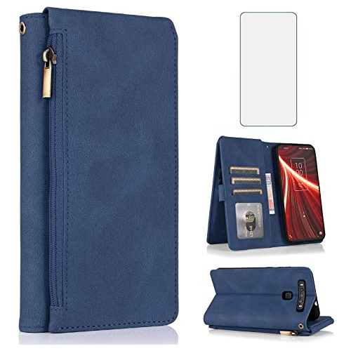 Funda Cartera Para Tcl 10 5g Uw Verizon Azul - Cristal Templ