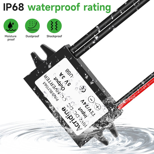 Adaptador Convertidor Dc A Usb Buck Module 12v/24v A 5v 3a