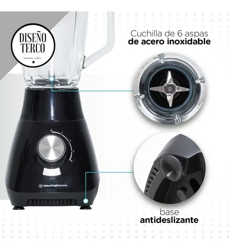 Licuadora Con Jarra Vidrio Westinghouse 800w Pica Hielo Env o gratis
