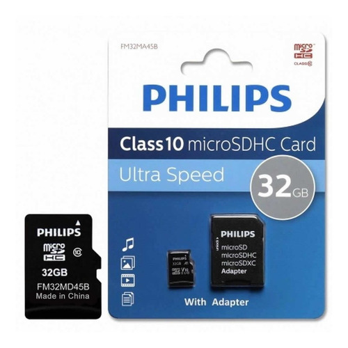 Memoria Micro Sd 32gb Philips + Adaptador / Tecnocenter