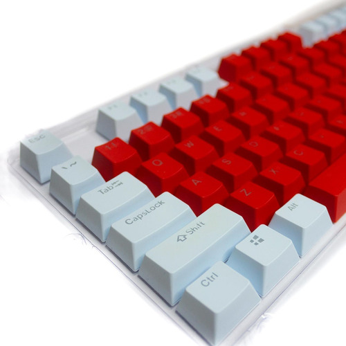 Keycaps Set Color Celeste Pastel + Rojo