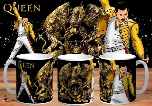 Taza Queen Freddie Mercury Gold Edicion Limitada 4k Art 01