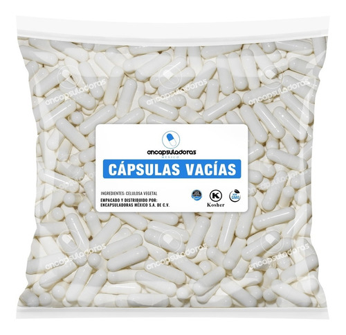 Capsulas Vacias Vegetales 1,000 Caps Tamaño 0 Color Blanco