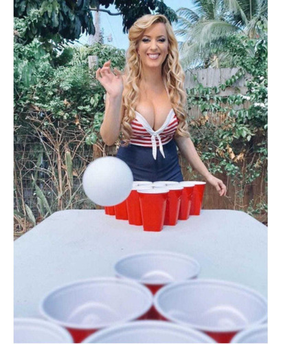150un Copo Reforçado Festas 400ml Pp Beer Pong Azul