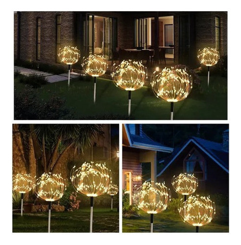 Luces De Fuegos Artificiales Solares Led Navideñas Para Exte