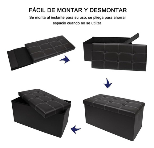 Taburete Plegable Puff De Almacenamiento Banco 2 En 1