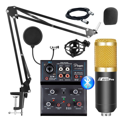 Kit Streaming Mixer Usb Mic Condenser Brazo Antipop Podcast