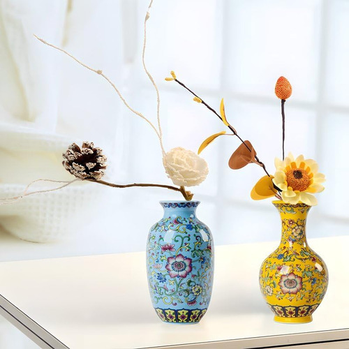 Qinlang 6 Em Pequeno Vaso De Flores Amarelas Para Decoração