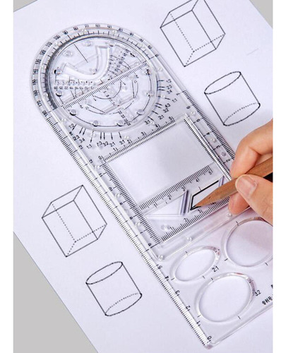 Régua De Desenho Multifuncional De Plástico Transparente
