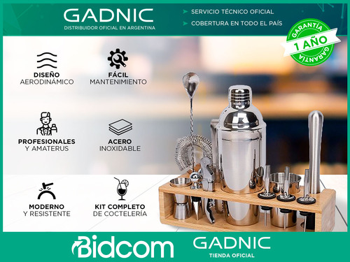 Kit Profesional Bartender Barman Gadnic Cocteles Bebidas